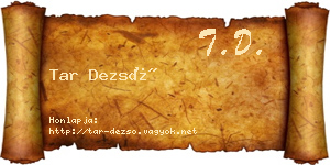 Tar Dezső névjegykártya